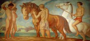 Ratsastaja meren rannalla tekijältä Ludwig von Hofmann