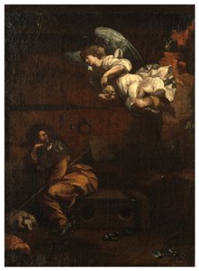 North Transept, San Roccon alttari 1635, 45, Genovesino 1645, Ilmoitus kuolemasta vankilassa, Maalattu alaoikealle