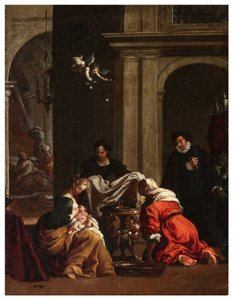 North Transept, San Roccon alttari 1635, 45, Genovesino 1645, St. Roccon syntymä, maalattu alhaalla vasemmalla
