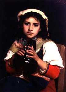 Tyttö kannulla (öljy kankaalle) tekijältä Luigi Bechi