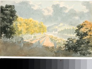 Maaseutu, Italia (akvarelli, noin 1825) tekijältä Luigi Garibbo