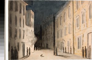 Genovan Strada Nuovissiman näkökulma (akvarelli, n. 1825) tekijältä Luigi Garibbo