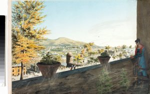 Genovan reuna-alueen lähiöissä (piirustus ja akvarelli, n. 1825) tekijältä Luigi Garibbo