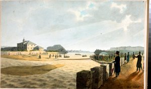 Näkymä Pilan sillalle Genovassa (akvarelli, n. 1825)