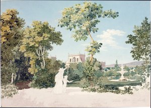 Näkymä Villa Corsi a Sesto Fiorentinosta Firenzen lähellä (akvarelli, n. 1825) tekijältä Luigi Garibbo