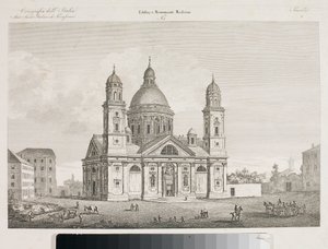 Näkymä Genovan Santa Maria Assunta di Carignanon basilikalle (etsaus