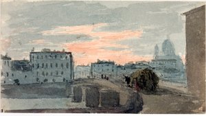 Näkymä Carraian sillalle, Firenze (akvarelli tekijältä Luigi Garibbo