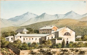 Näkymä Nostra Signora del Monten pyhäkölle, Genova (akvarelli, noin 1825) tekijältä Luigi Garibbo