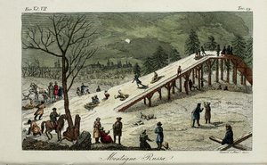 Vuoristorata. Kuva Giulio Ferrarion muinaisista ja nykyaikaisista tavoista tai hallintohistoriasta, 1831