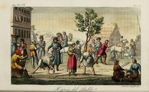 Ristetyt. Kuva Giulio Ferrarion muinaisista ja nykyaikaisista tavoista tai hallintohistoriasta, 1831