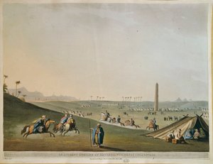 Egypti, nomadit ja obeliski Materiehissa (Vanha Heliopolis eli Auringon kaupunki), Luigi Mayer, kaiverrus tekijältä Luigi Mayer