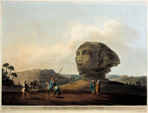 Sfinksin pää Egyptissä Luigi Mayerin Views in Egyptistä, kaiverrus tekijältä Luigi Mayer