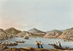 Samoksen saaren länsisatama, levy 60 julkaisusta Views in the Ottoman Dominions, pubi. kirjoittanut R. Bowyer, 1810 (akvatinta)