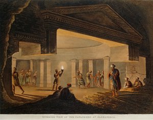 Näkymä Aleksandrian (Egypti) katakombeihin Luigi Mayerin Näkymät Egyptissä, kaiverrus tekijältä Luigi Mayer
