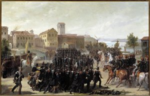 Piemontelaiset valtasivat Peschiera del Gardan kaupungin 30. toukokuuta 1848 (öljy kankaalle