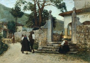 Illalla Colturassa, Luigi Nono (1850-1918), öljy kankaalle, 47,5 cm x 67.