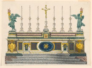 Piirustus, Värillisten marmorien alttari, n. 1820.