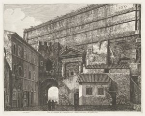 Porta Maggiore te Rooma Näkymä Condotto delle Acque Claudian ja Anione Nuovon muistomerkille ja Acqua Felicelle (otsikko esineessä)