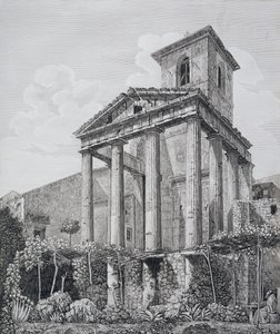 Herkuleen temppeli Corassa, julkaisusta "The Antiquities of the Contours of Rome", julkaistu 1824-26 (katso myös 205039)