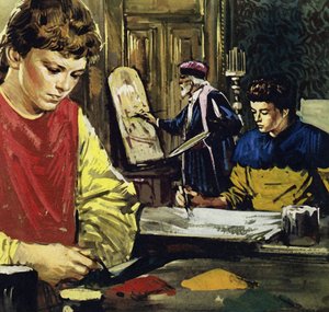 Jan ja hänen veljensä Herbert Van Eyck aloittivat elämänsä oppipoikina paikallisella taidemaalarilla (värilitografia). tekijältä Luis Arcas Brauner