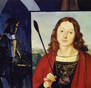 Rafael alkoi saada omia toimeksiantoja (värilitografia). tekijältä Luis Arcas Brauner