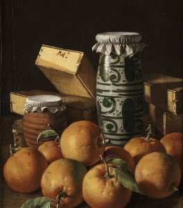 Asetelma appelsiinien ja makeisten kanssa. Noin 1764-65 tekijältä Luis Egidio Melendez