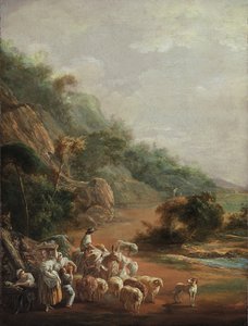 ""Scene with Villagers"" (Scene with Villagers) Luis Paret y Alcazarin (1746-1799) maalaus - 1786 - Öljy kankaalle - Koko 48x37,2 cm Museo de Bellas Artes de Bilbao