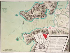 S. Phelipe de Portobelon lahden ja kaupungin kartta. tekijältä Luis de Surville