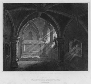 Warkworth Hermitagen sisustus, Northumberland (kaiverrus)