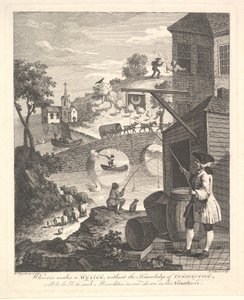 Satiiri väärästä näkökulmasta: Frontispiece to Kirbys Perspective, helmikuu 1754.