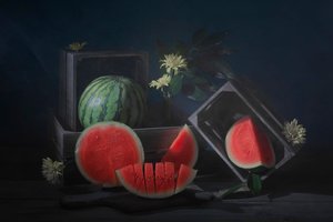 Tunnelmallinen vesimeloni-asetelma