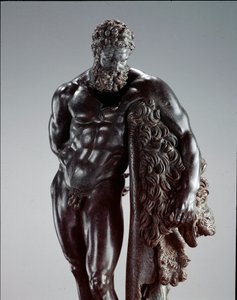 Kreikkalainen taide: "" Herakles levossa "" Yksityiskohta. Lysippe Sikyonelaisen (395-305 eKr.) pronssiveistos 4. vuosisadalla eKr. Ercole Curinon pyhäköstä, Sulmonasta. Kansallinen arkeologinen museo, Chieti Italia