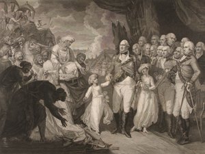 Markiisi Cornwallis ottaa vastaan panttivankiruhtinaat, Tippoo Sultanin pojat tekijältä M. (after) Brown