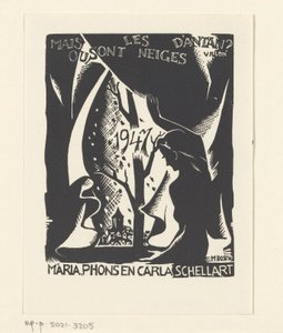 Carla, Mária ja Phons Schellart uudenvuodentoivotus vuodelle 1947 tekijältä M. Bosch