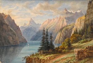 Vue du Rutli (akvarelli) tekijältä M. Nicolas Karth