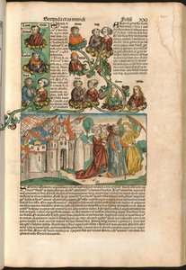 Labanin sukupuu, Hartmann Schedelin (1440-1514) Nürnbergin kronikasta, painettu vuonna 1493 (puupiirros) tekijältä M. and Pleydenwurff W. Wolgemuth