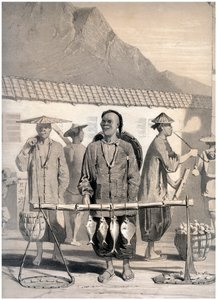 Fishmongers, Victoria Street, Hong Kong, Kiina, c1860.
