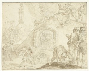 Tres joves són llençats a un forn de foc Acaba la història dels tres joves (títol de la sèrie). tekijältä Maarten van Heemskerck