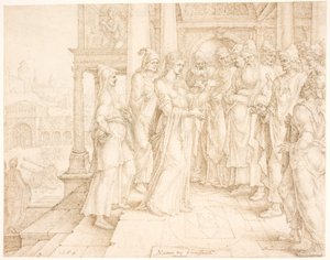 Judith puhuttelee Bethulian muinaisille tekijältä Maarten van Heemskerck