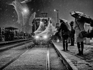 Raitiovaunu lumisateessa tekijältä Maciej Przeklasa