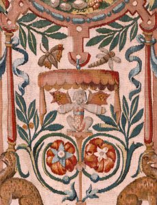 Hiippakunnan museo (Docesan Museum). Flanderin kuvakudos. Bryssel. François Geubelsin työpaja. Sarja Gideonin tarina. Israelilaiset luovuttavat osuutensa saaliista Gideonille. Silkki ja villa. Bishon testamentti tekijältä Maerten van Heemskerck