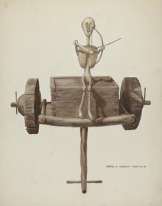 Penetente Death Cart & Death Figuuri, n. 1937. tekijältä Majel G. Claflin