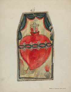 Retablo Sacred Heart, n. 1939. tekijältä Majel G. Claflin