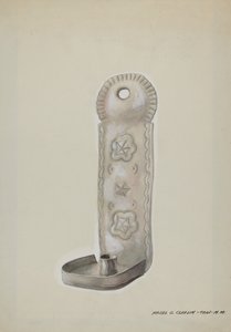 Tinainen kynttilälamppu, n. 1937. tekijältä Majel G. Claflin