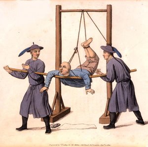 Punishment of the Swing, levy 6 teoksesta "The Punishments of China", kaivertanut J. Dadley