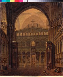 Jerusalemin temppelin sisustus - Maksim Nikiphorovich Vorobyev (Vorobiev) (1787-1855) maalaus, öljy kankaalle