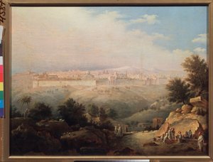 Näkymä Jerusalemista (Israel) (Näkymä Jerusalemista) - Maksim Nikiphorovich Vorobjevin (Vorobiev) (1787-1855) maalaus, öljy kankaalle