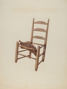 Käsintehty tuoli - raakanahkaistuin, c. 1939.