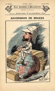 Kansi Nykypäivän miehistä, numero 289, kuvitus: Manuel Luque (1854-1919): Colonization Colonialism Colonies - Explorer, Pierre Savorgnan de Brazza (1852-1905) - Earth tekijältä Manuel Luque