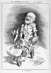 Pariisin transformaatiot toisen imperiumin alaisina, Haussmann Paris: Humoristinen piirustus Jean Charles Adolphe Alphandista (1817-1891), insinööri. Hän osallistui paroni Haussmannin johtamaan Pariisin kunnostukseen vuosina 1852-1870. Kaiverrus "Les h"